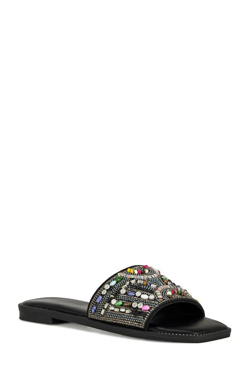 AZALEA WANG Women's Black Essere Flat Sandals