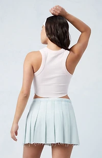 Pacsun Eco Light Indigo Mid Rise Pleated Denim Mini Skirt