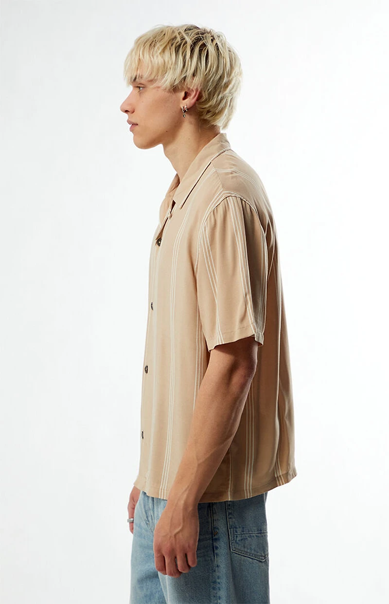 Pacsun Tan Striped Oversized Camp Shirt