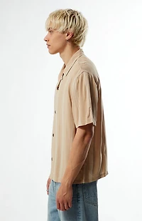 Pacsun Tan Striped Oversized Camp Shirt