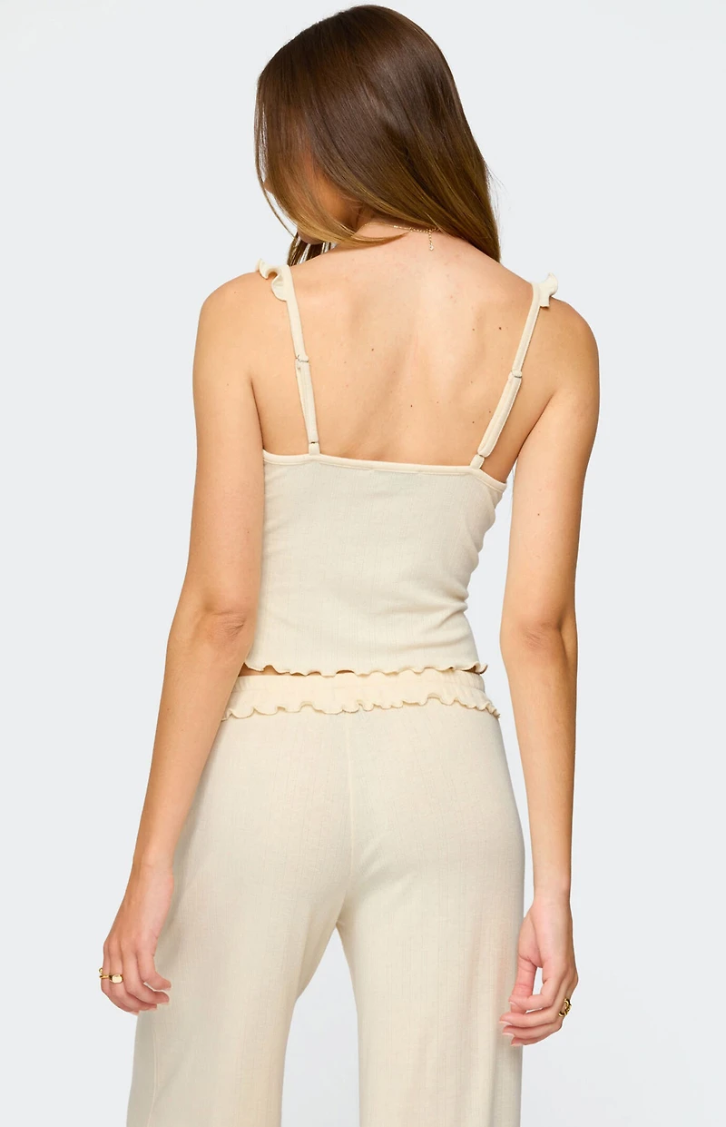 Edikted Posy Ruffle Pointelle Tank Top