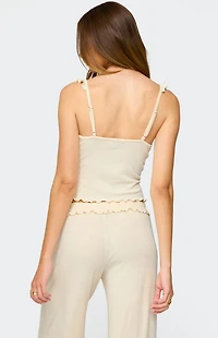 Edikted Posy Ruffle Pointelle Tank Top