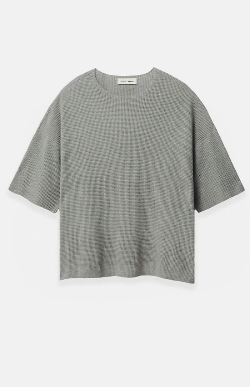 Fear of God ESSENTIALS Concrete Heather Waffle Knit Short Sleeve T-Shirt
