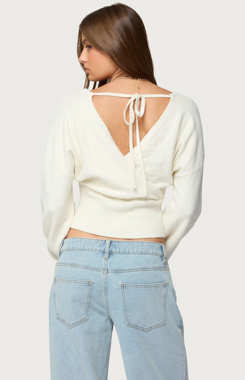 Edikted Lillia V Neck Wrap Sweater