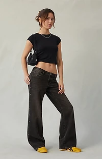 Pacsun Zoe Low Rise Girlfriend Jeans Star Stud Black