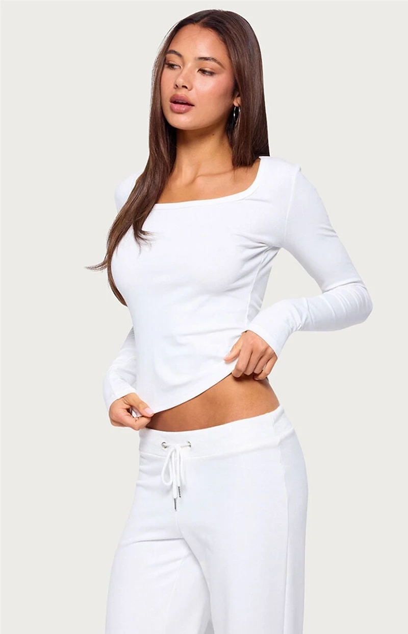 Edikted Flossy Ribbed Long Sleeve T-Shirt