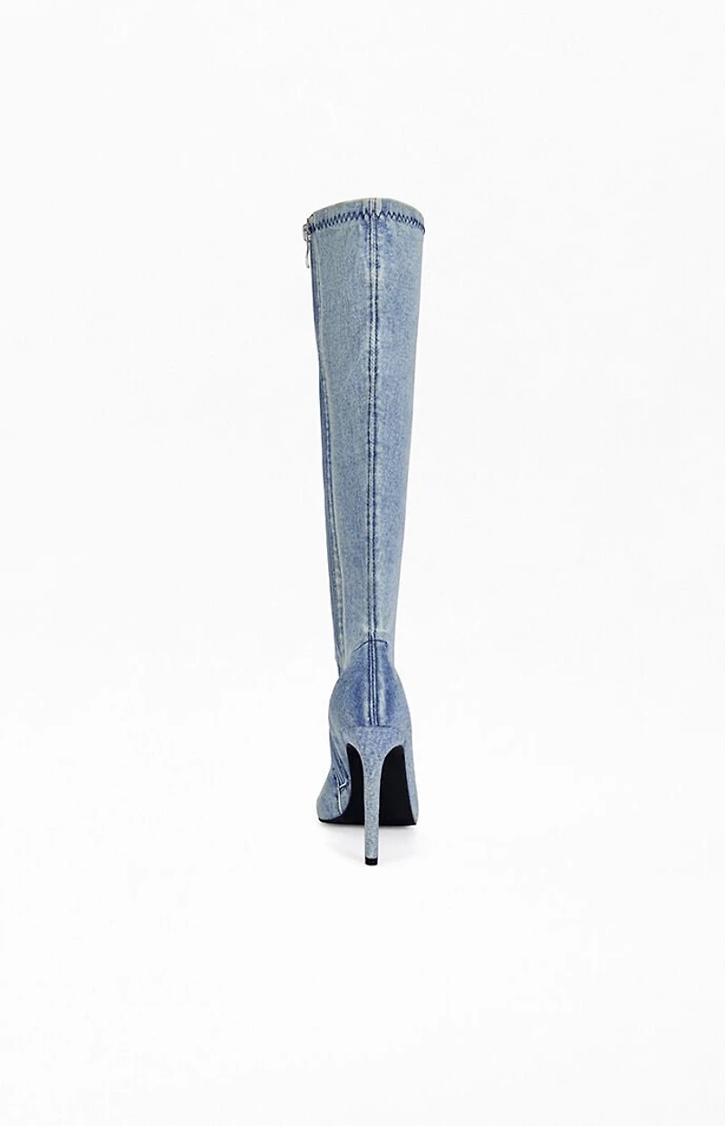 AZALEA WANG Women's Calana Denim Stiletto Boots