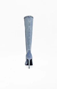 AZALEA WANG Women's Calana Denim Stiletto Boots
