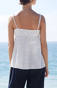 John Galt White & Blue Floral Edith Tank Top