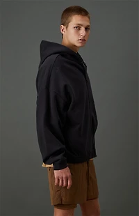 A.R.C. Black Vintage Wash Heavyweight Fleece Zip Up Hoodie