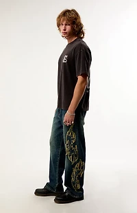 Pacsun Dylan Baggy Jeans Cyber Applique Dark Blue