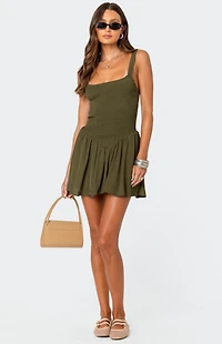 Edikted Drop Waist Smocked Mini Dress
