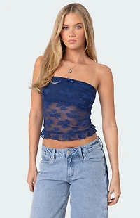 Edikted Ballet Sheer Lace Tube Top