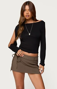Edikted Cade Cut Out Sleeves Boat Neck Top