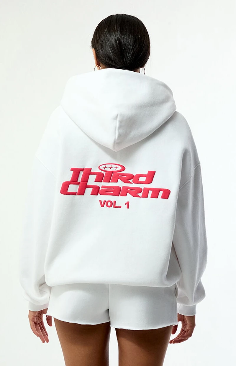 Third Charm White & Pink Puff Graphic Vol. 1 Hoodie