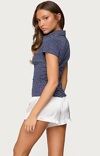 Edikted Polka Dot Tailored Button Up Shirt