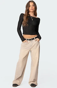 Edikted Textured Sheer Boat Neck Top
