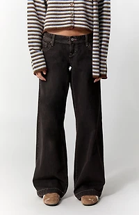 Pacsun Kaia Ultimate Low Rise Baggy Jeans Contrast Stitch Faded Black