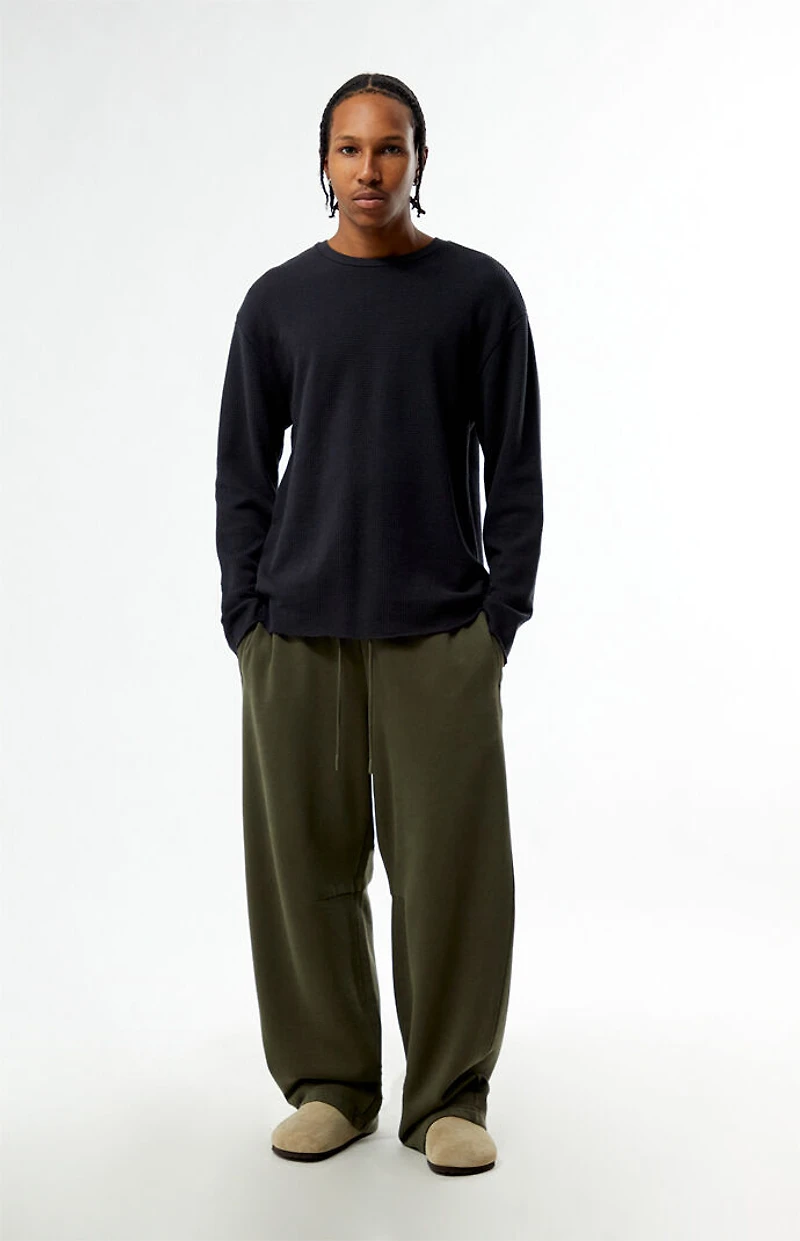 Pacsun Black Basic Waffle Knit Long Sleeve Shirt