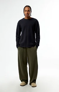 Pacsun Black Basic Waffle Knit Long Sleeve Shirt