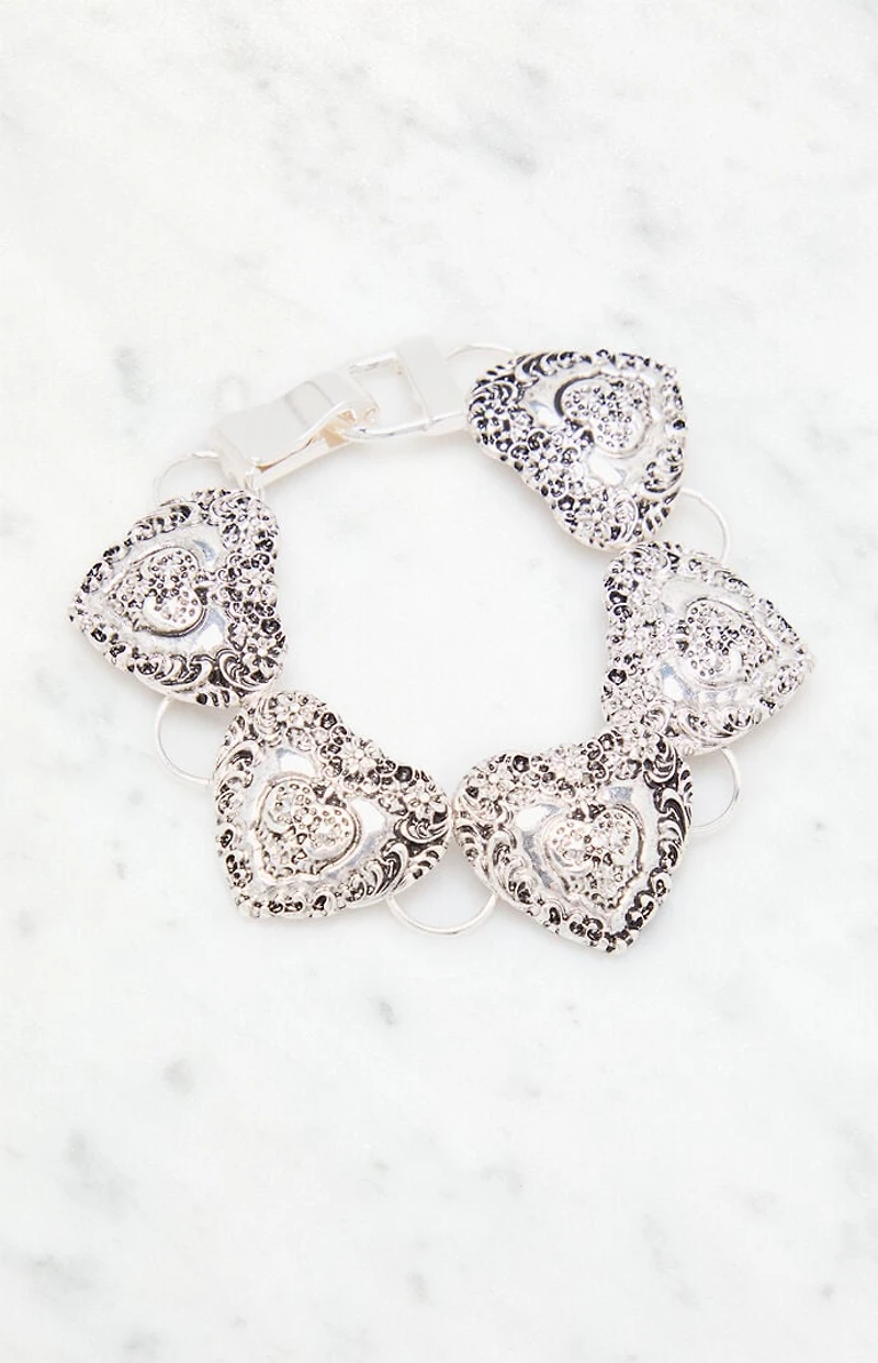 LA Hearts Etched Heart Bracelet
