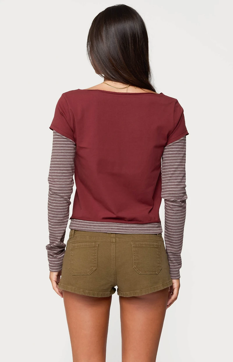 Edikted Layered Stripey Long Sleeve T-Shirt