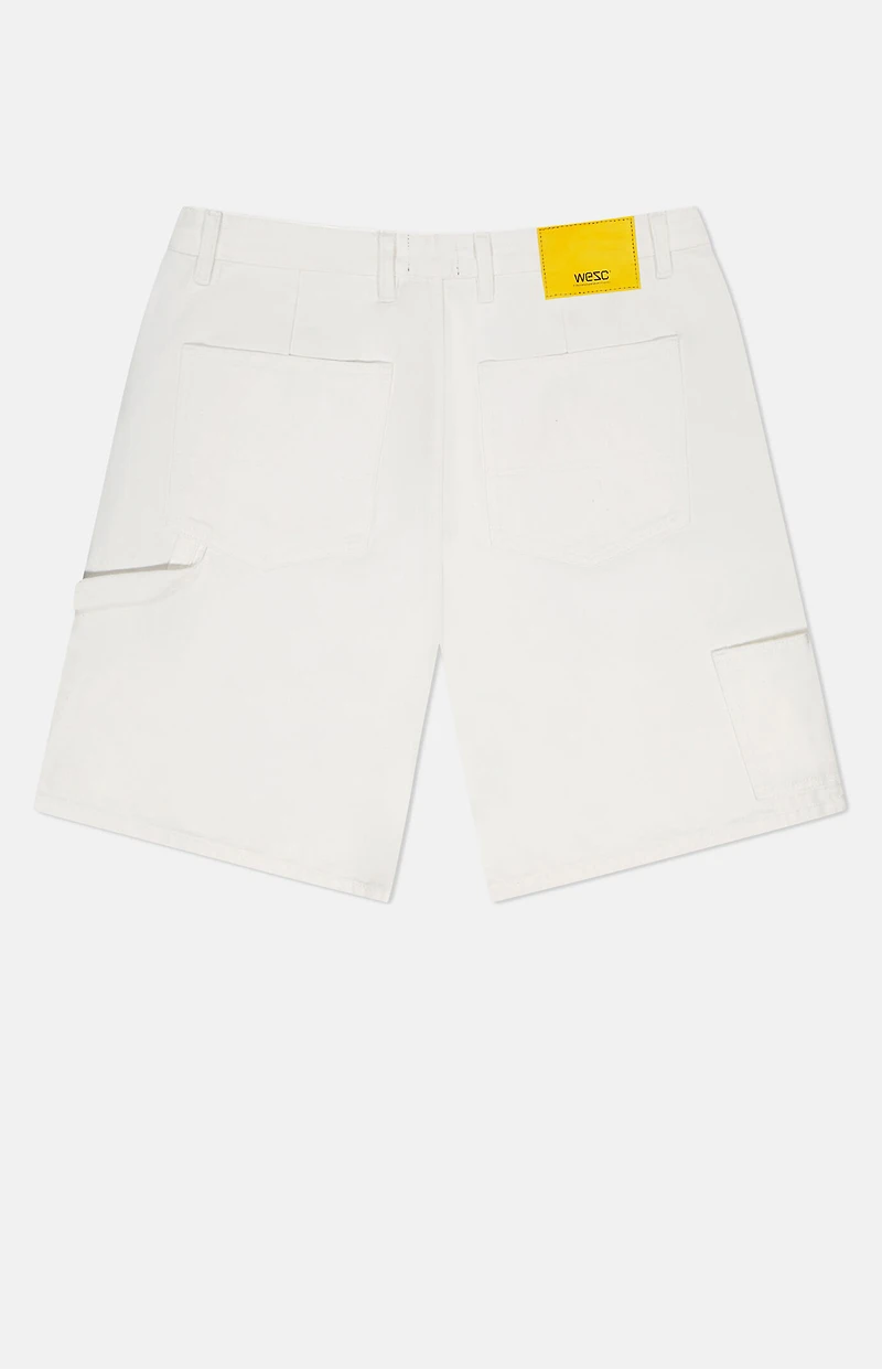 WeSC White Carpenter Baggy Shorts