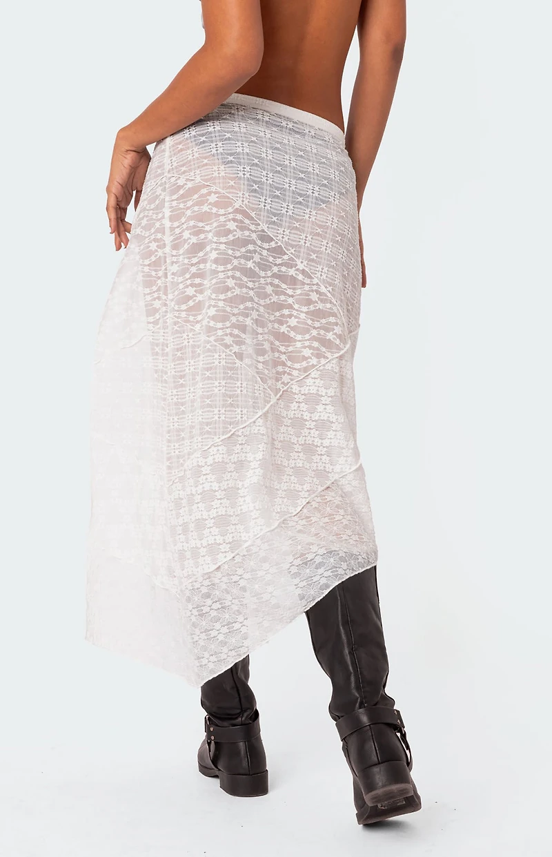 Edikted Sheer Patchwork Lace Maxi Skirt