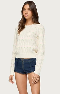 Edikted Emerie Flower Textured Knit Sweater
