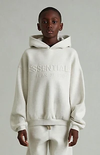 Fear of God ESSENTIALS Kids Heather Oatmeal Embossed Classic Hoodie