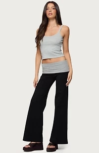 Edikted Wide Leg Contrast Fold Over Pants