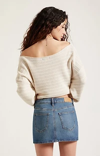 Pacsun Bella Stretch Dark Indigo Mid Rise Denim Mini Skirt