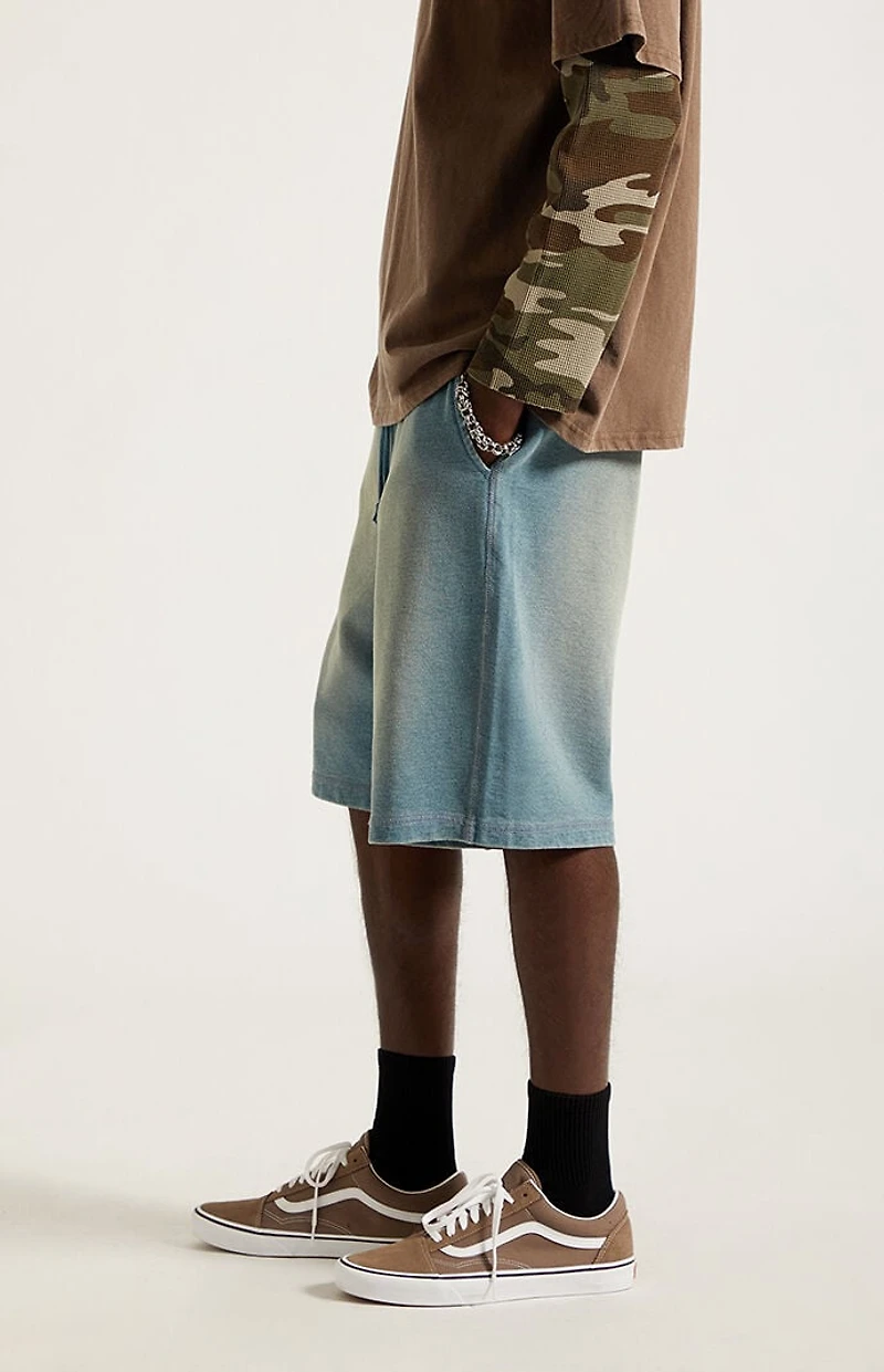 Pacsun Washed Blue Fleece Baggy Sweat Shorts