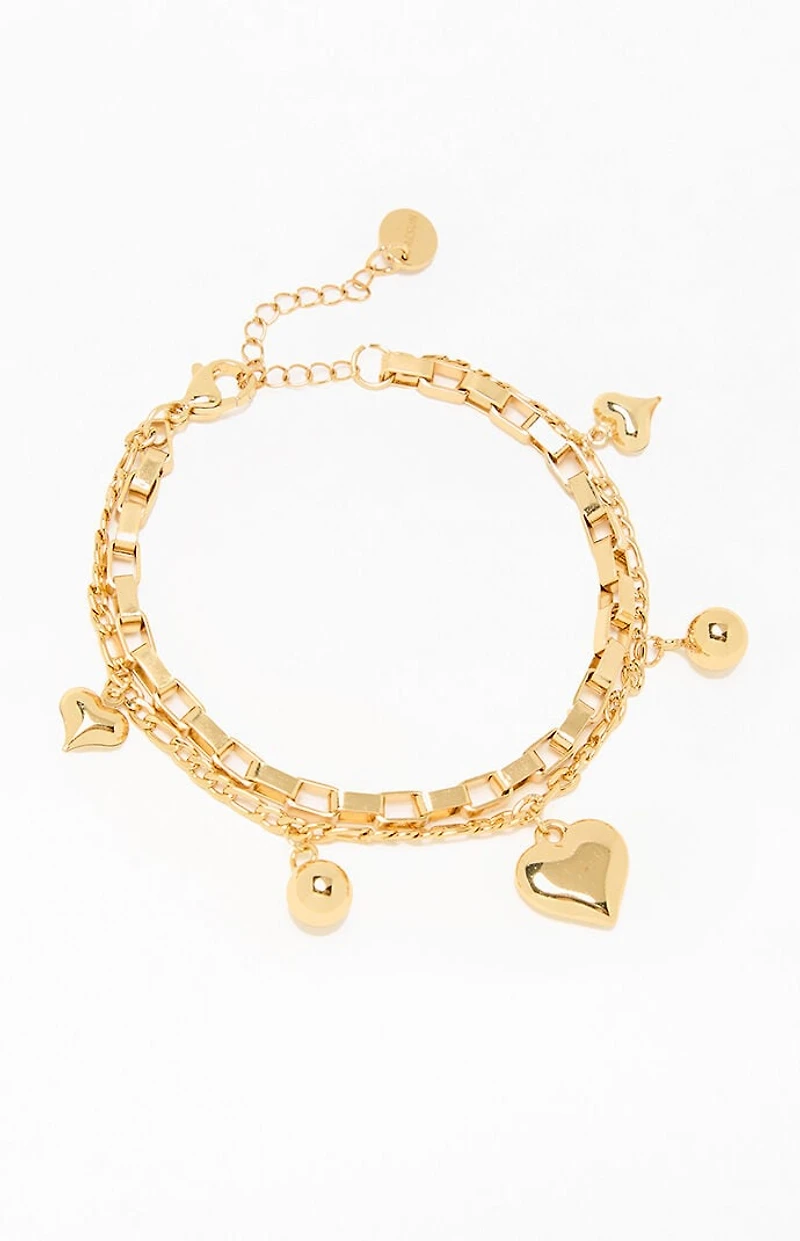LA Hearts Piper Heart Charm Bracelet