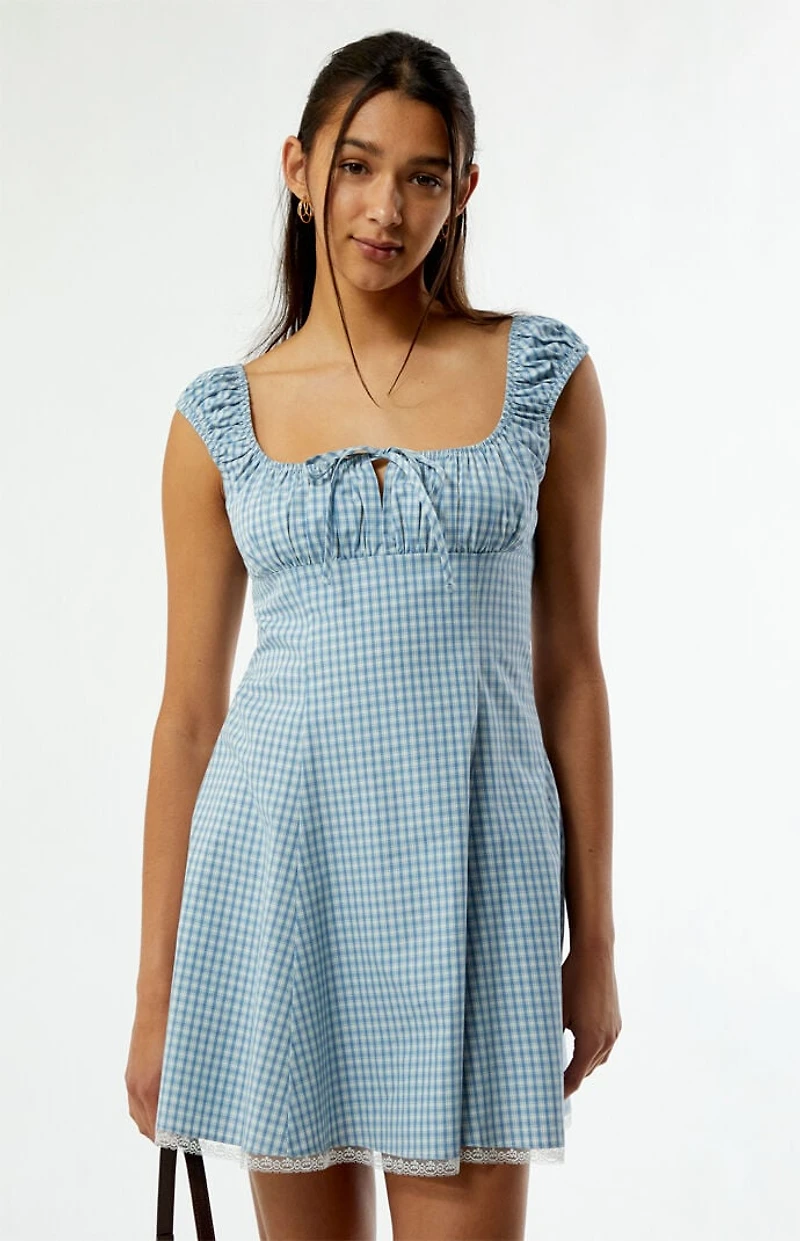 Your Favorite Plaid Tie Front Mini Dress