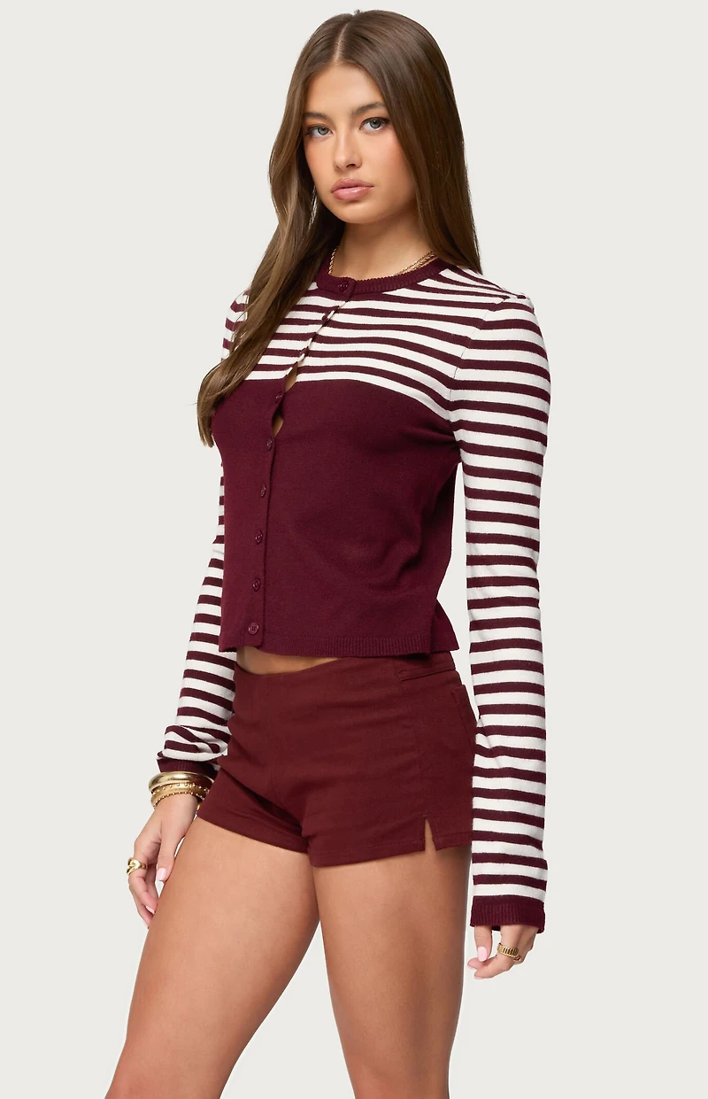 Edikted Goni Stripey Knit Cardigan