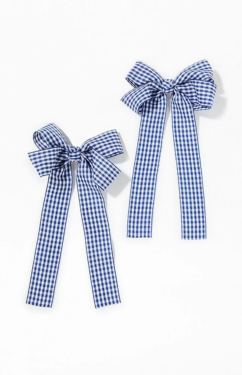 LA Hearts 2 Pack Gingham Bow Hair Clips