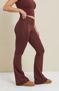 PAC 1980 WHISPER Active Brown Crossover Flare Yoga Pants
