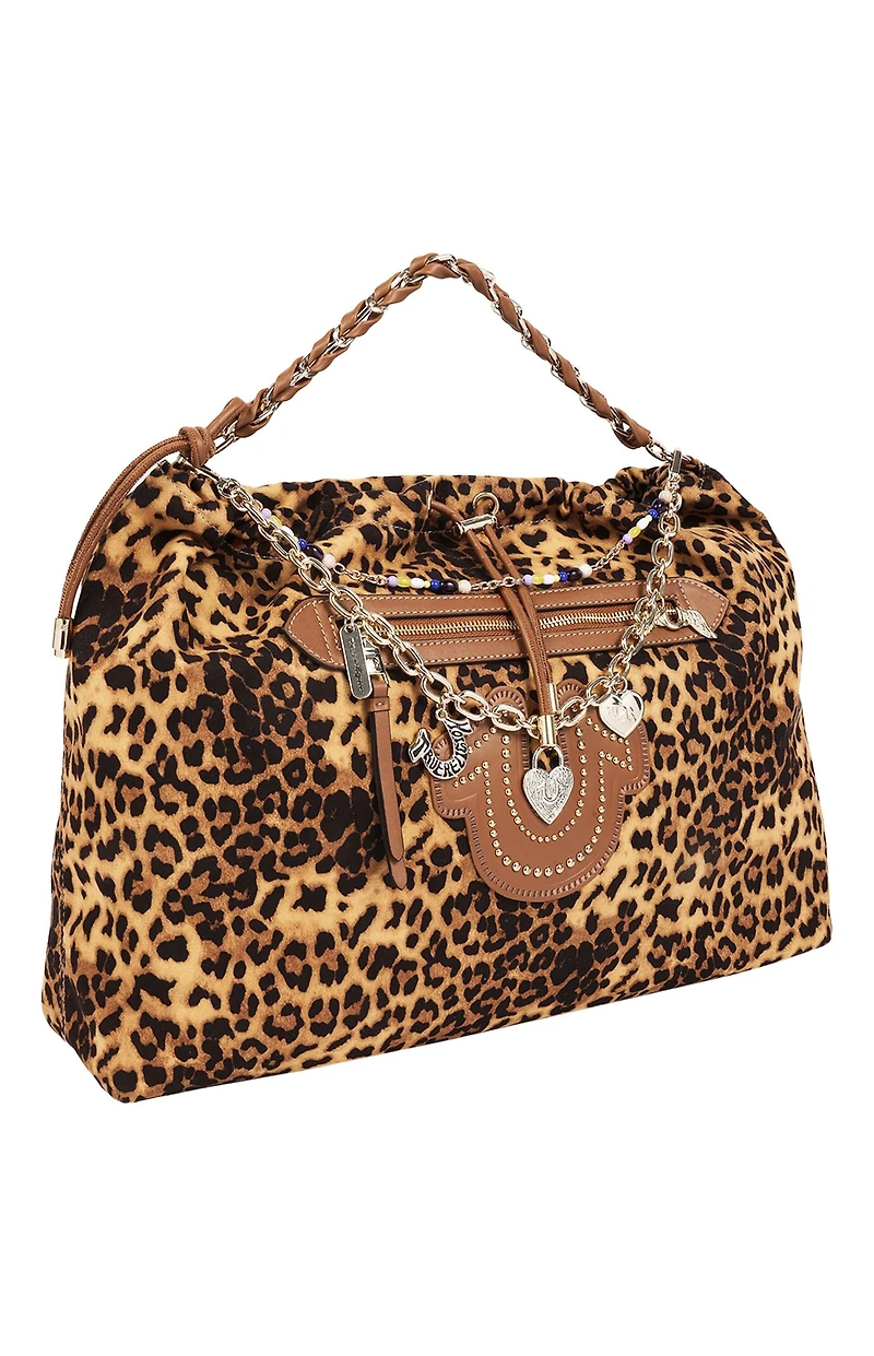 True Religion Leopard Print Soft Hobo Bag