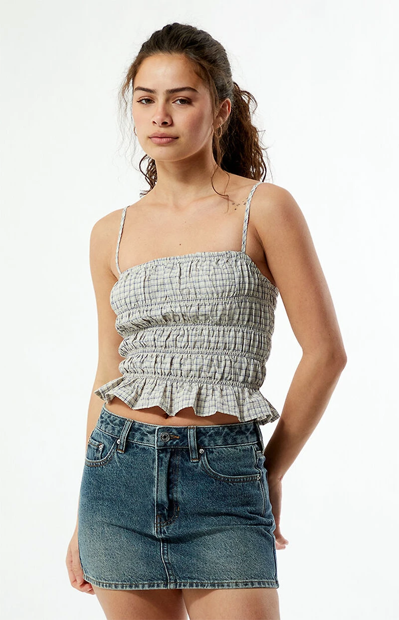 Your Favorite Plaid Ruched Tank Top