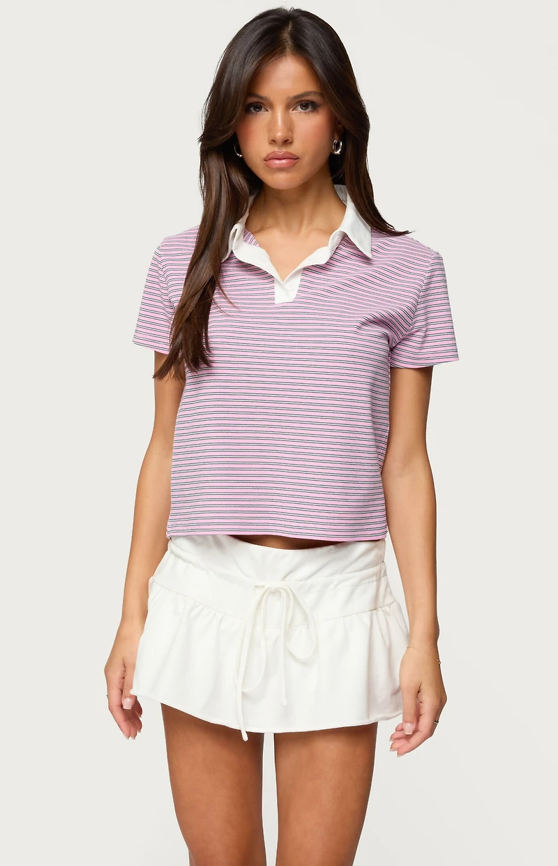 Edikted Lennie Striped Polo Top