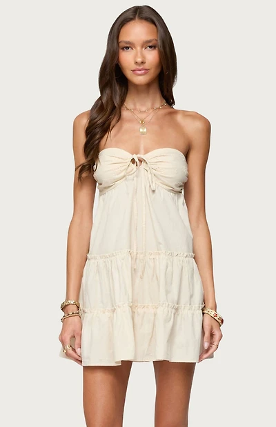 Edikted Safie Strapless Tiered Mini Dress