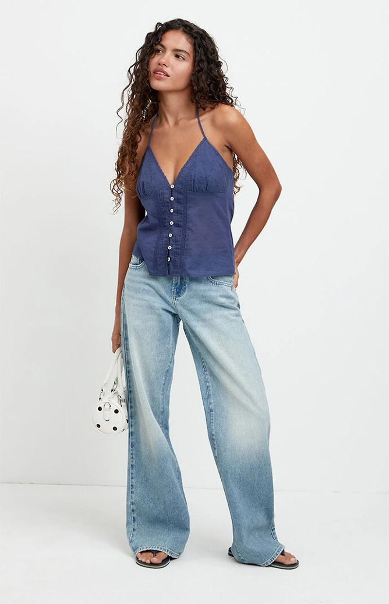 Pacsun Zoe Low Rise Girlfriend Jeans Light Blue