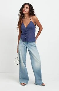 Pacsun Zoe Low Rise Girlfriend Jeans Light Blue