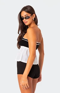 Edikted Rena Ribbed Peplum Tube Top