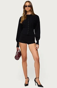 Edikted Maizy Scalloped Knit Micro Shorts