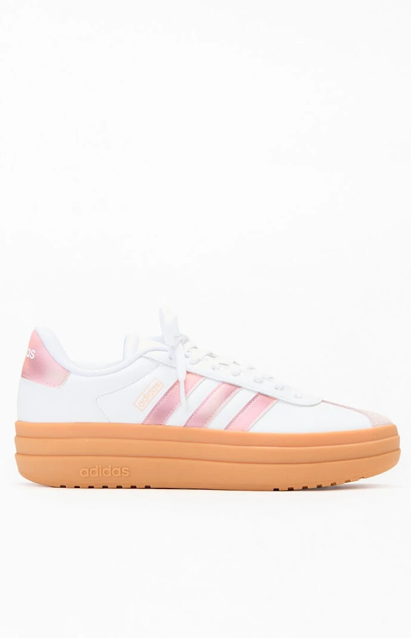 adidas Kids White & Pink VL Court Bold Shoes