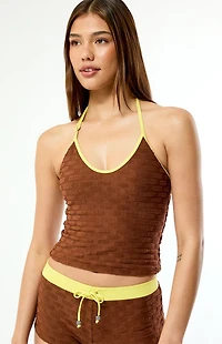 Goldie Brown Textured Margo Tank Bikini Top