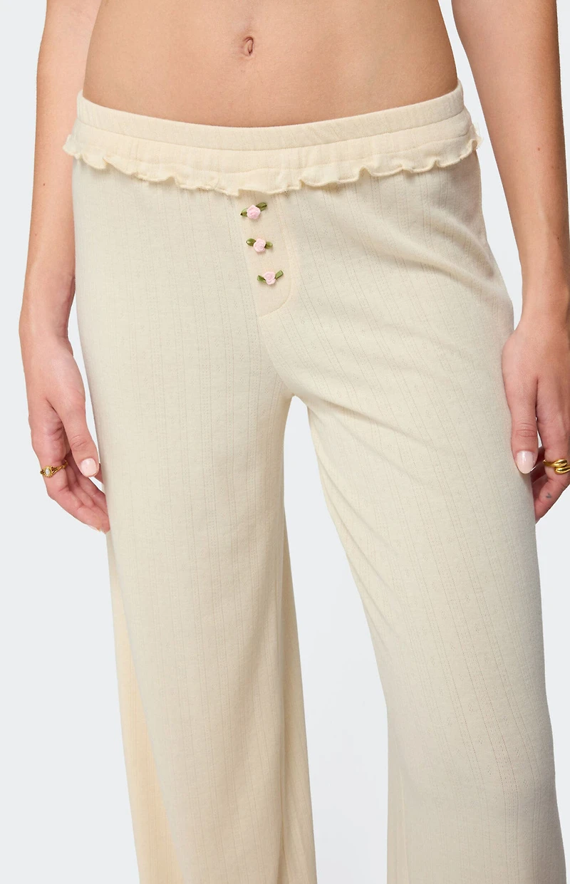 Edikted Posy Ruffle Pointelle Pants