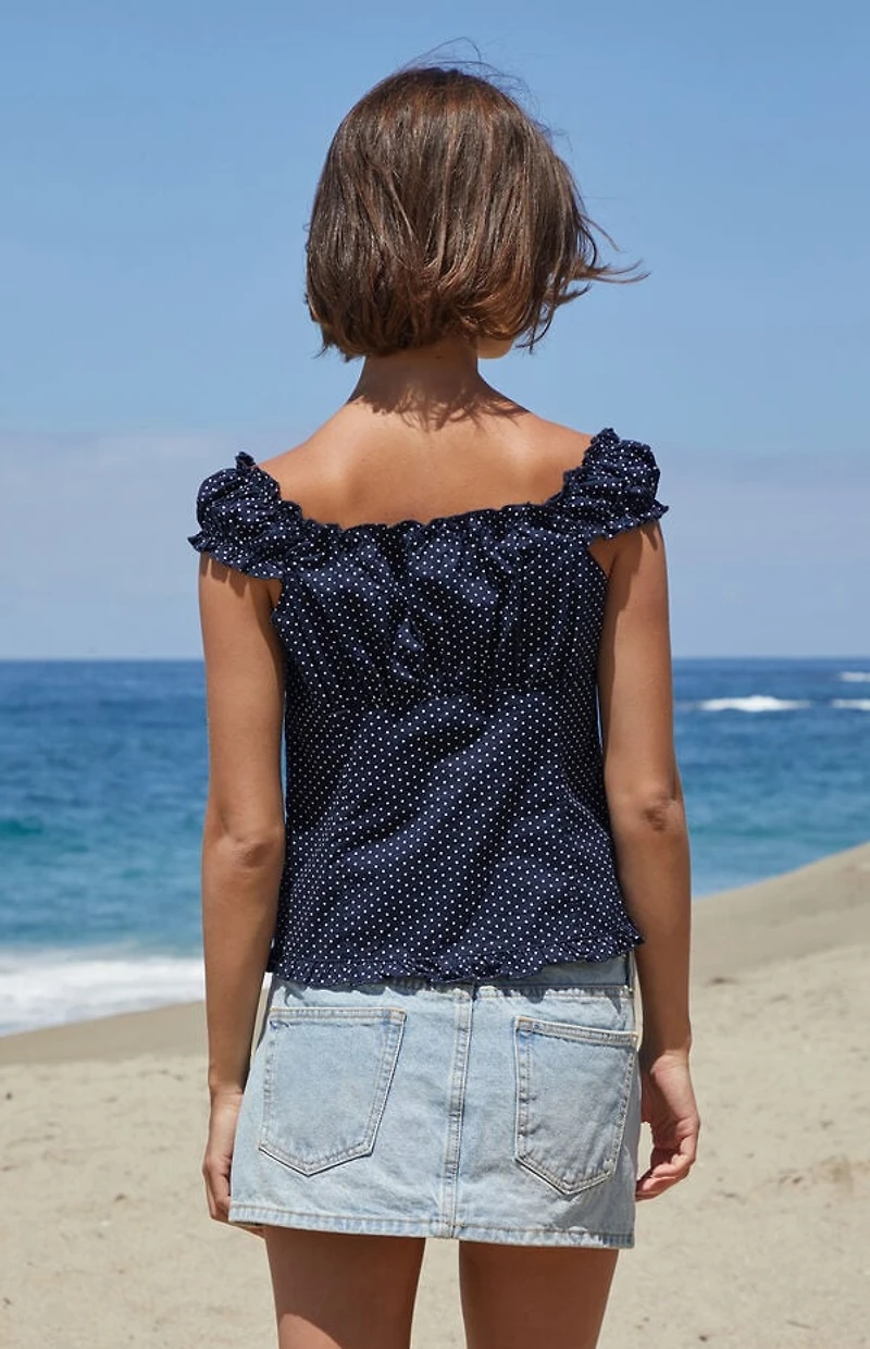 John Galt Blue Polka Dot Elena Top
